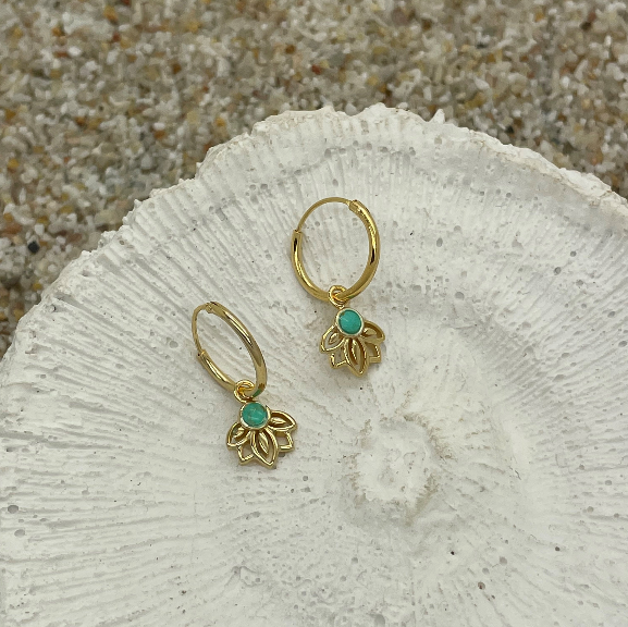 Amaya Turquoise Huggie Gold WHOLESALE