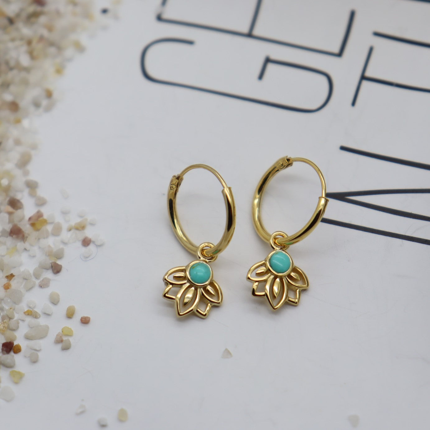 Amaya Turquoise Huggie Gold WHOLESALE