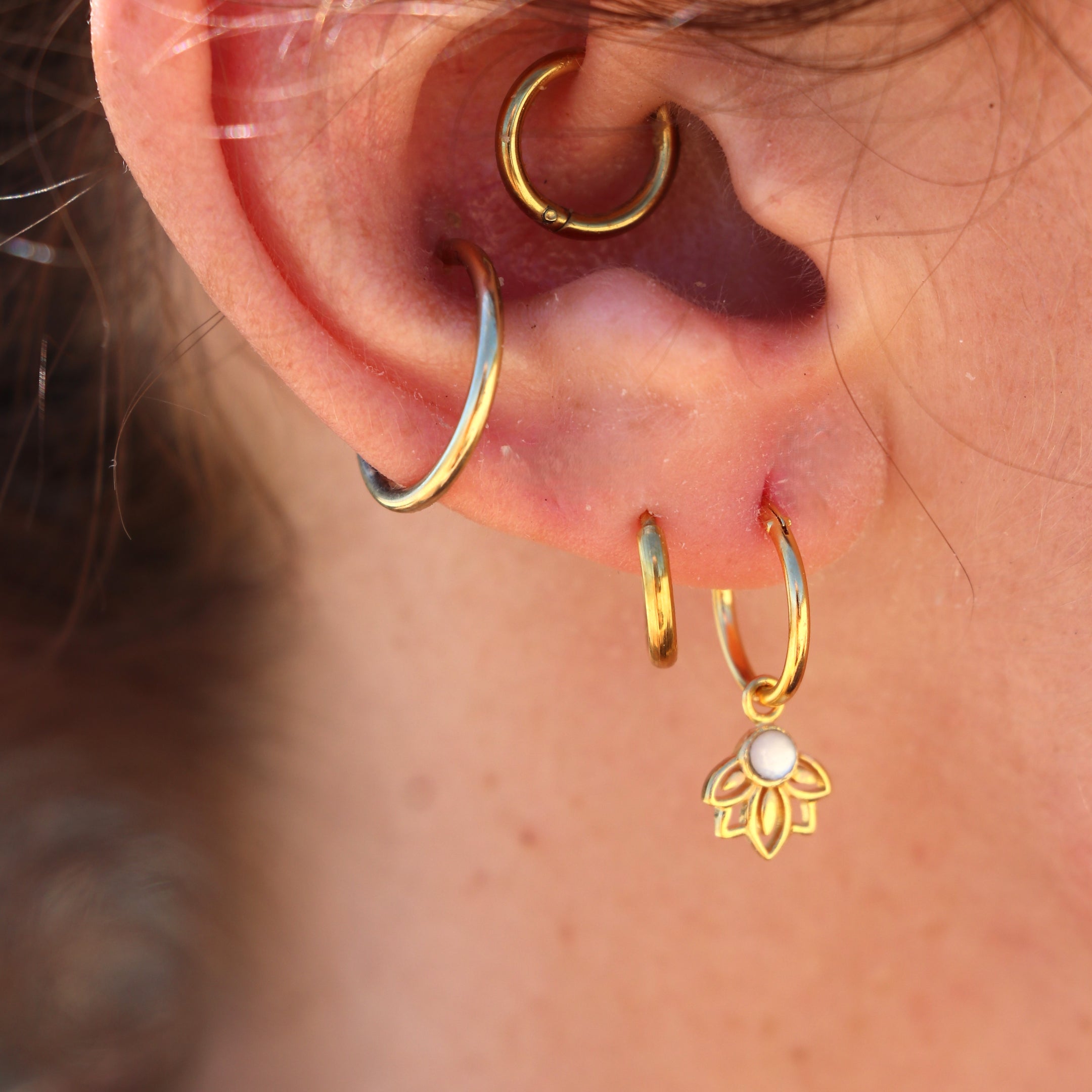 Amaya Mother of Pearl Huggie Gold WHOLESALE