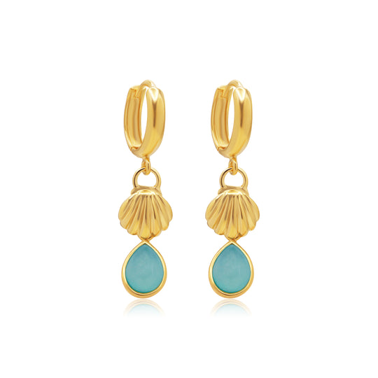 Arie Chalcedony Blue Gold Drop
