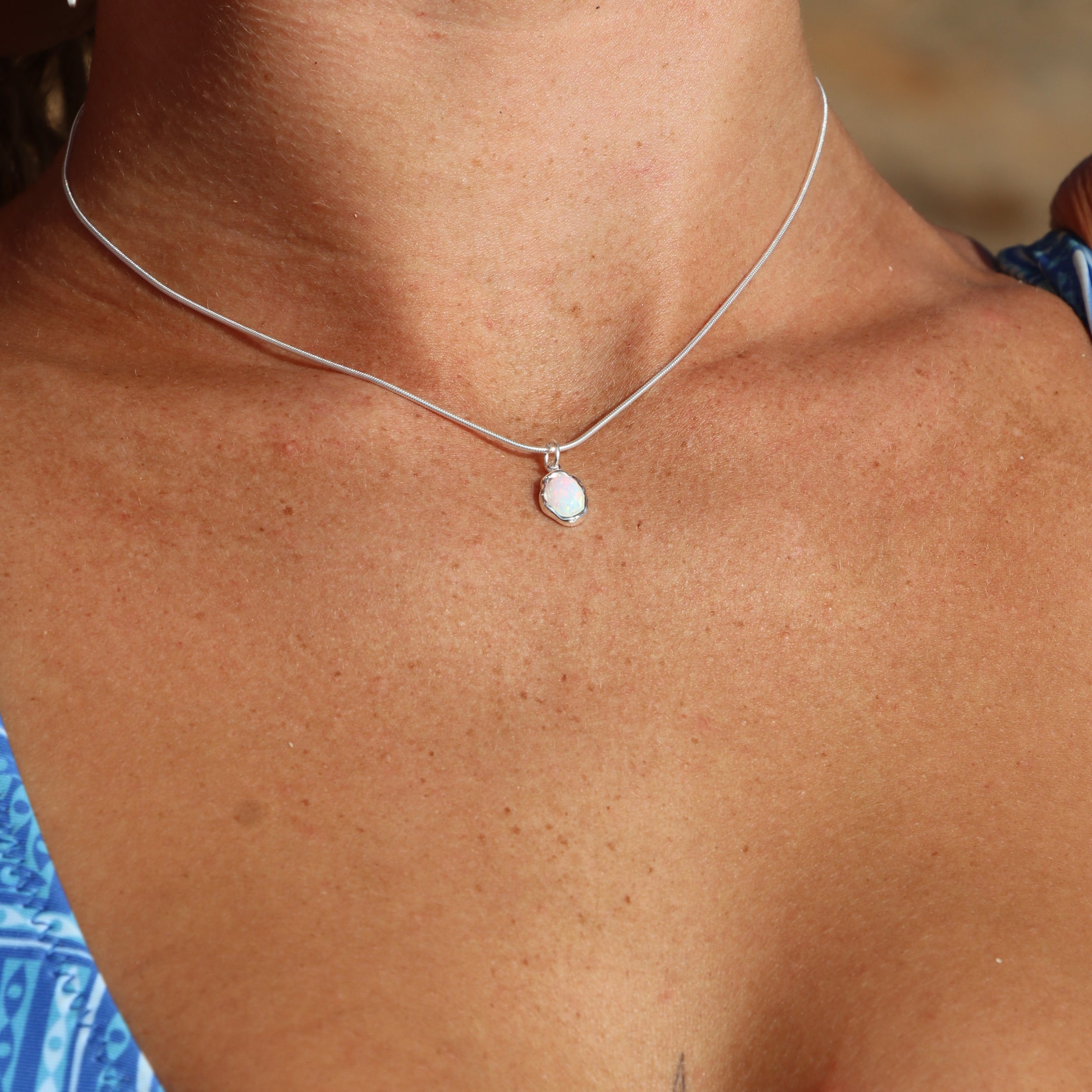 Ariel White Opal Silver Necklace