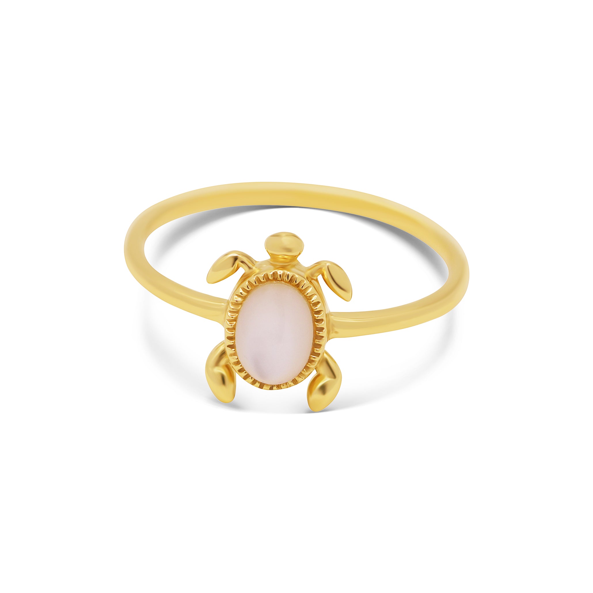 Sea Turtle Mother of Pearl Gold Ring