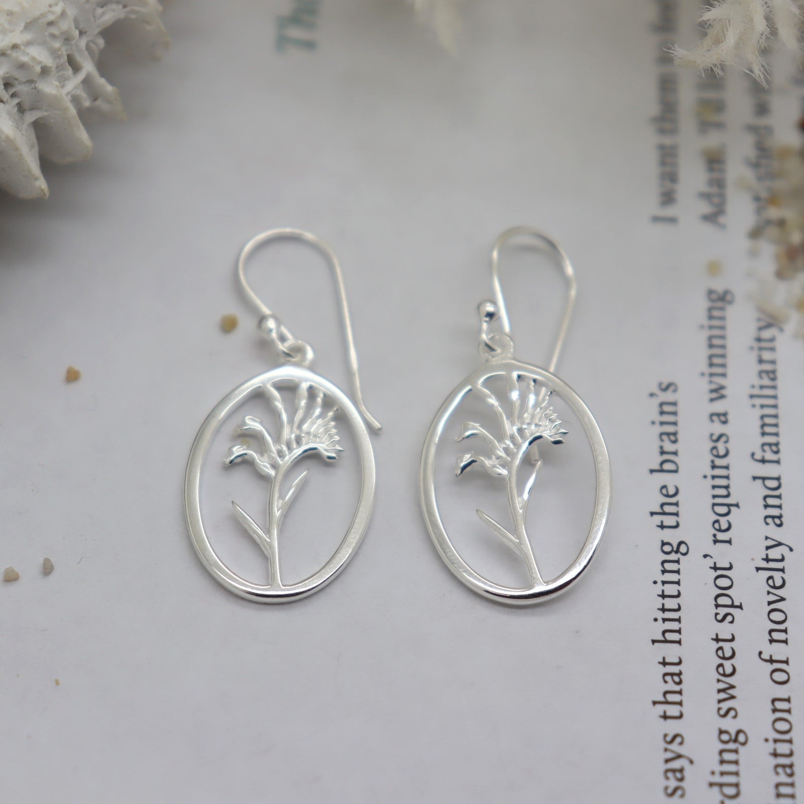 Kangaroo Paw Silver Rim Oval Drop WHOLESALE