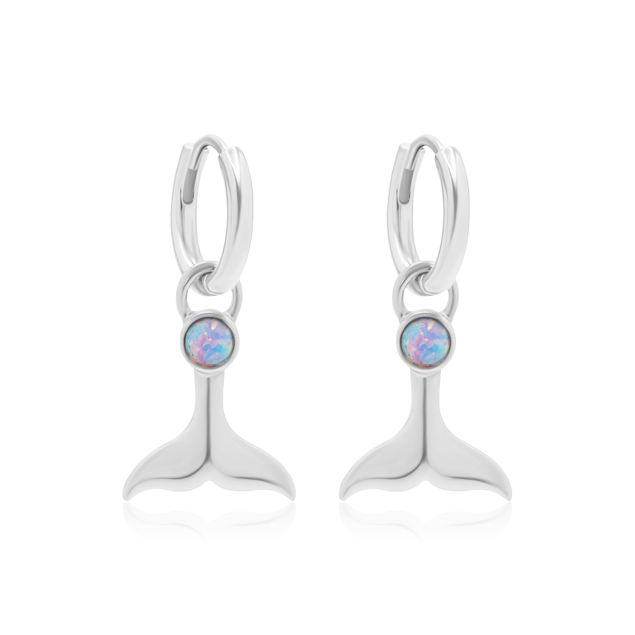 La Sirene Blue Opal Silver Hoops