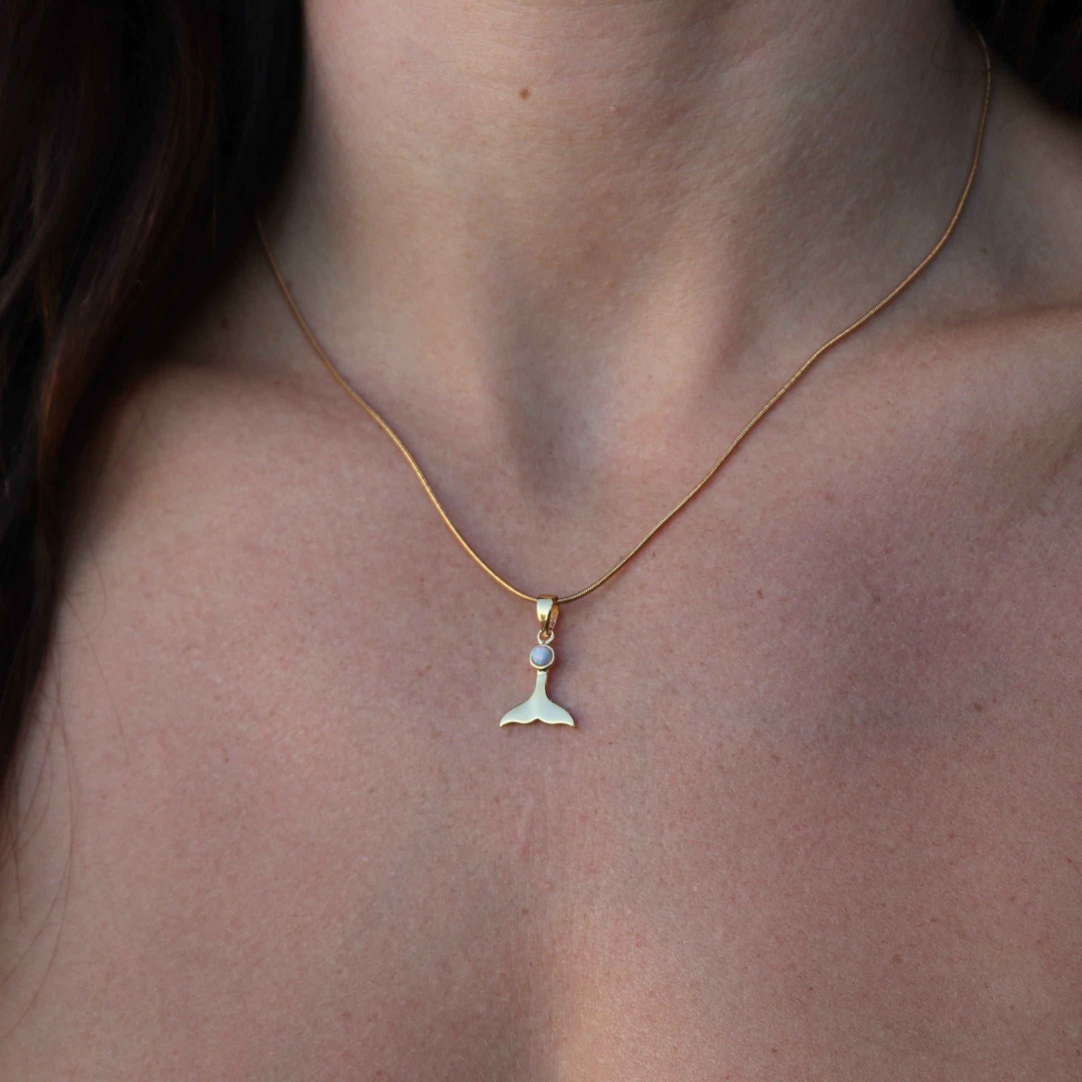 La Sirene Blue Opal Gold Necklace