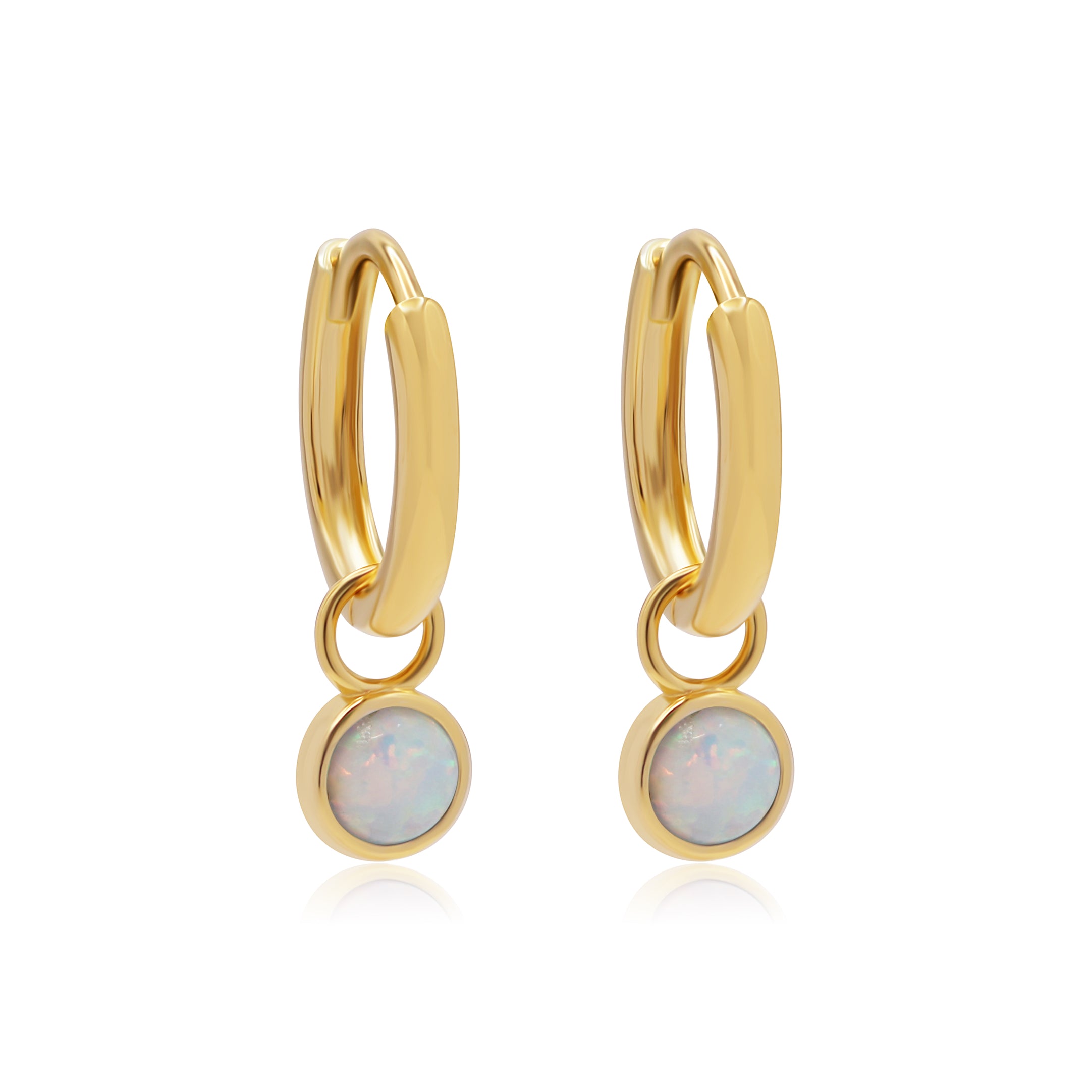 Mazu White Opal Gold Hoop
