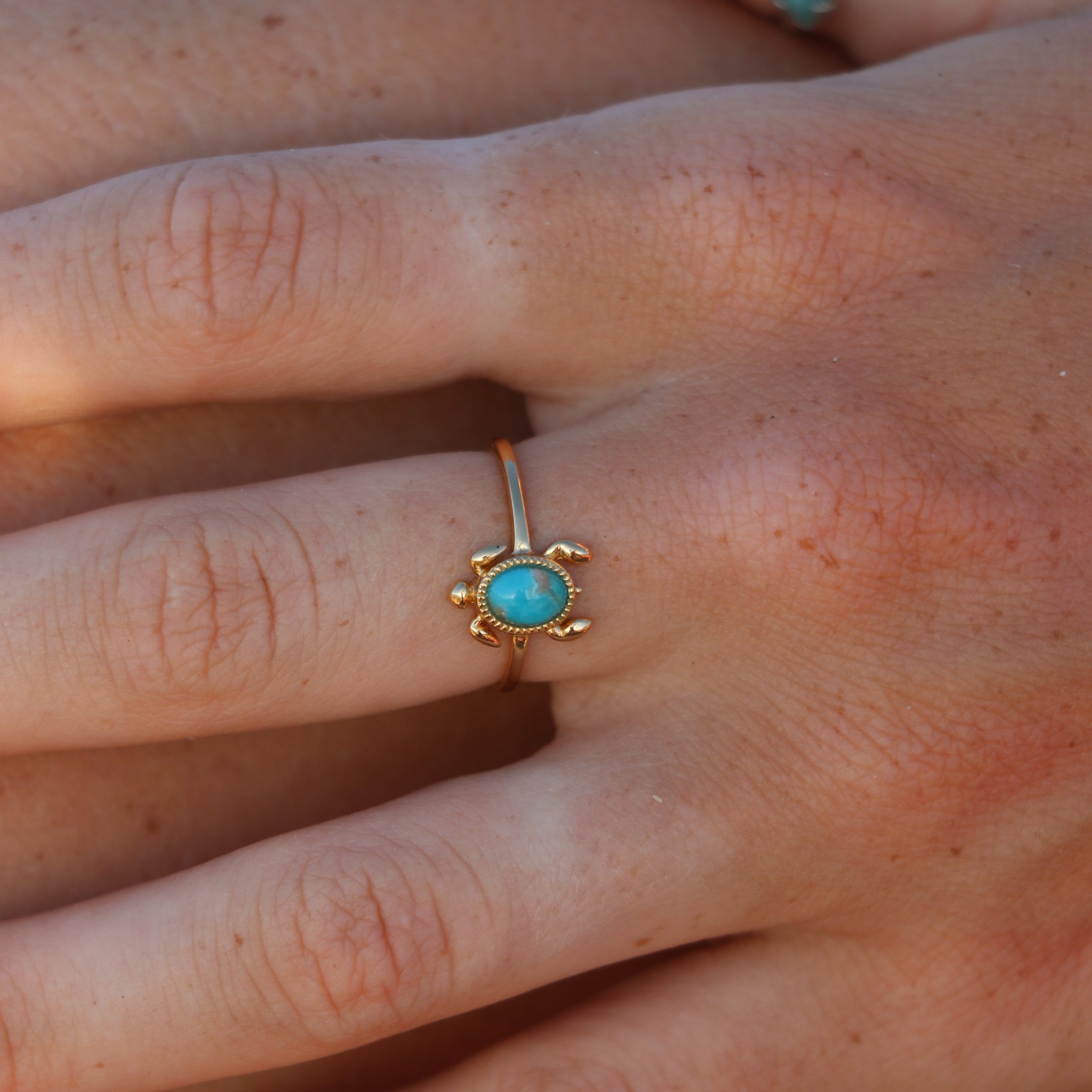 Sea Turtle Turquoise Gold Ring