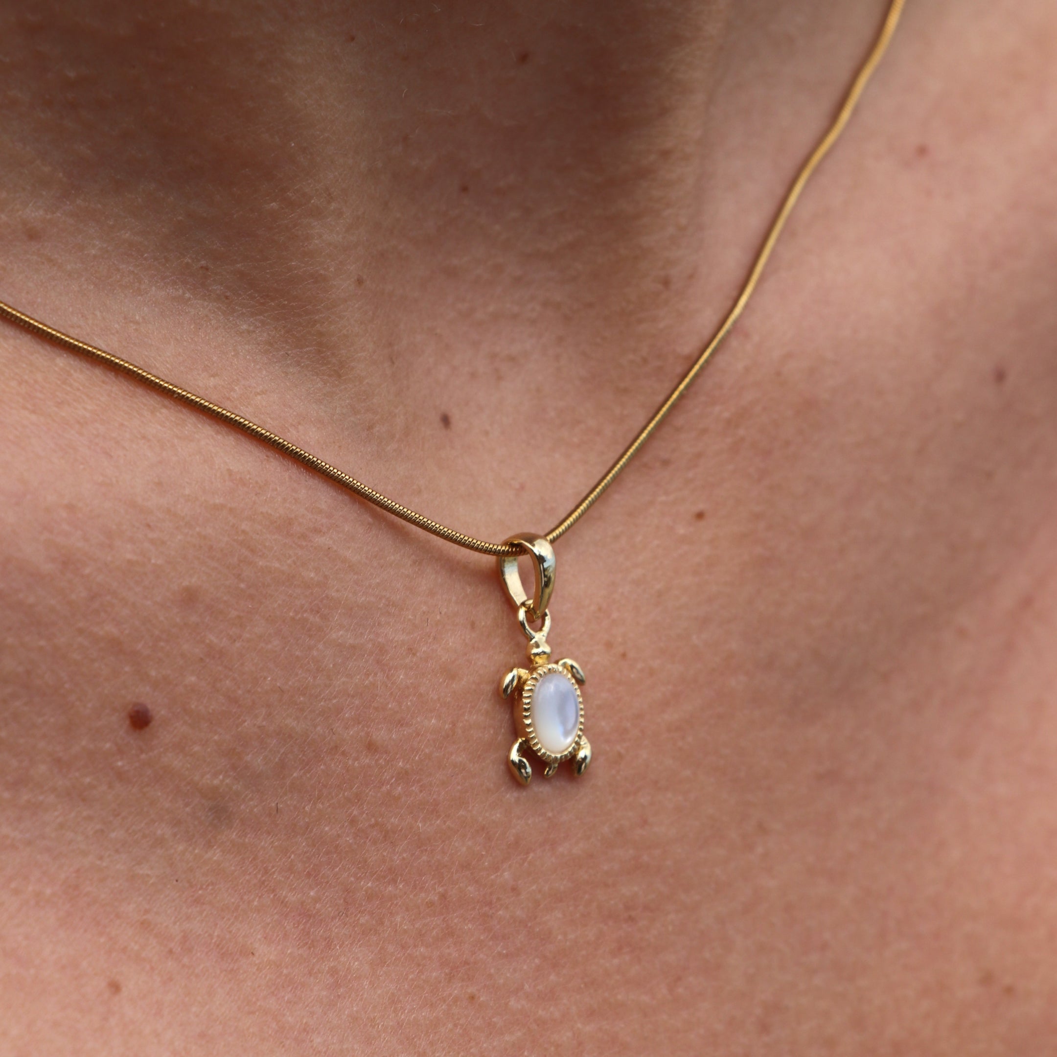 Sea Turtle Mother of Pearl Gold Necklace WHOLESALE