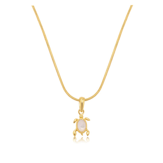 Sea Turtle Mother of Pearl Gold Necklace