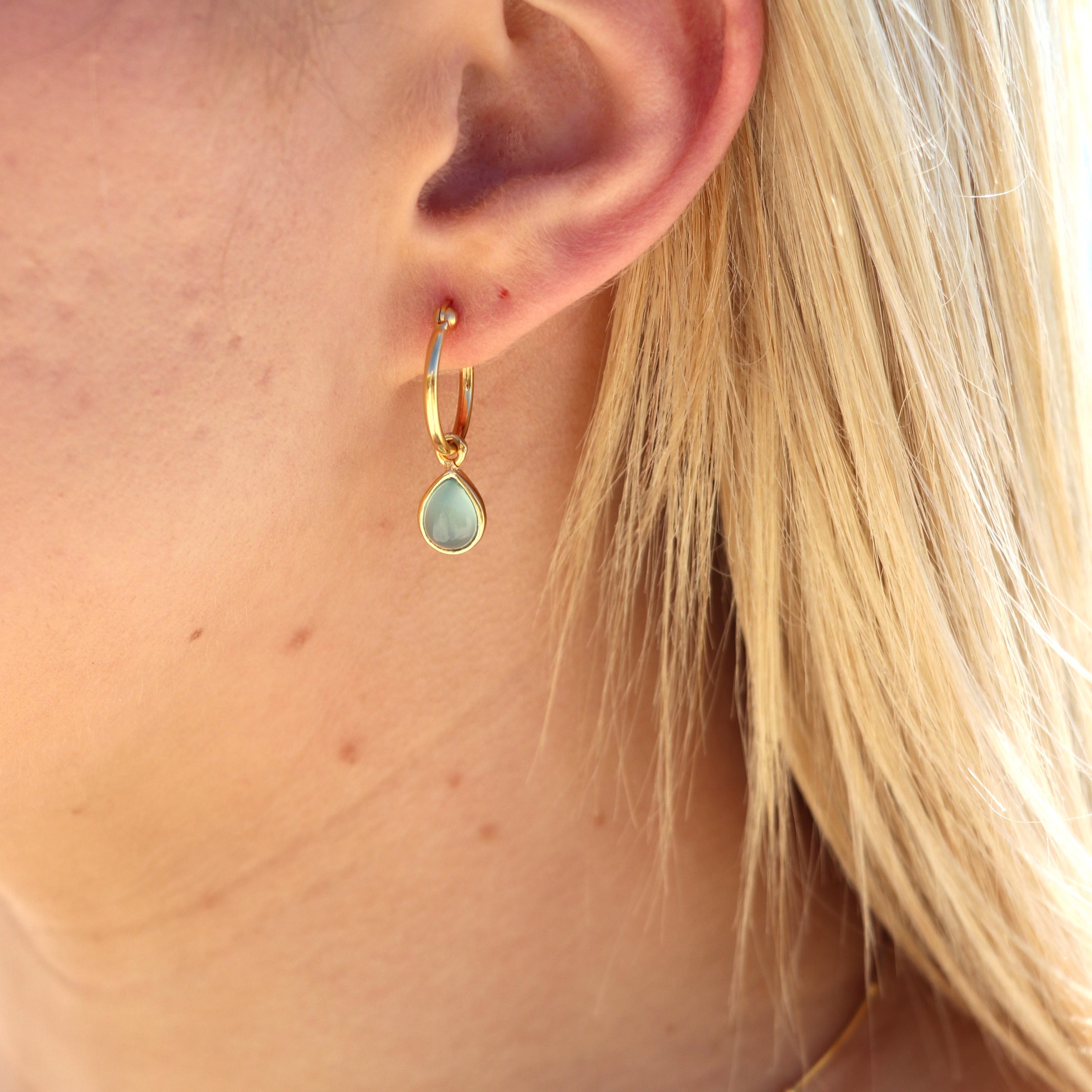 Tallulah Drops Chalcedony Blue Gold
