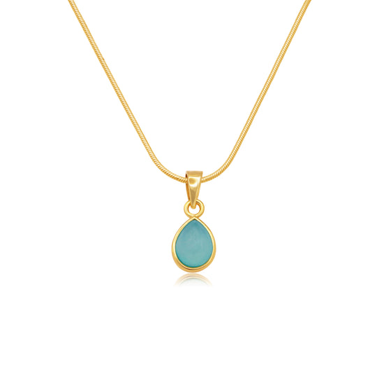 Tallulah Gold Necklace Chalcedony Blue