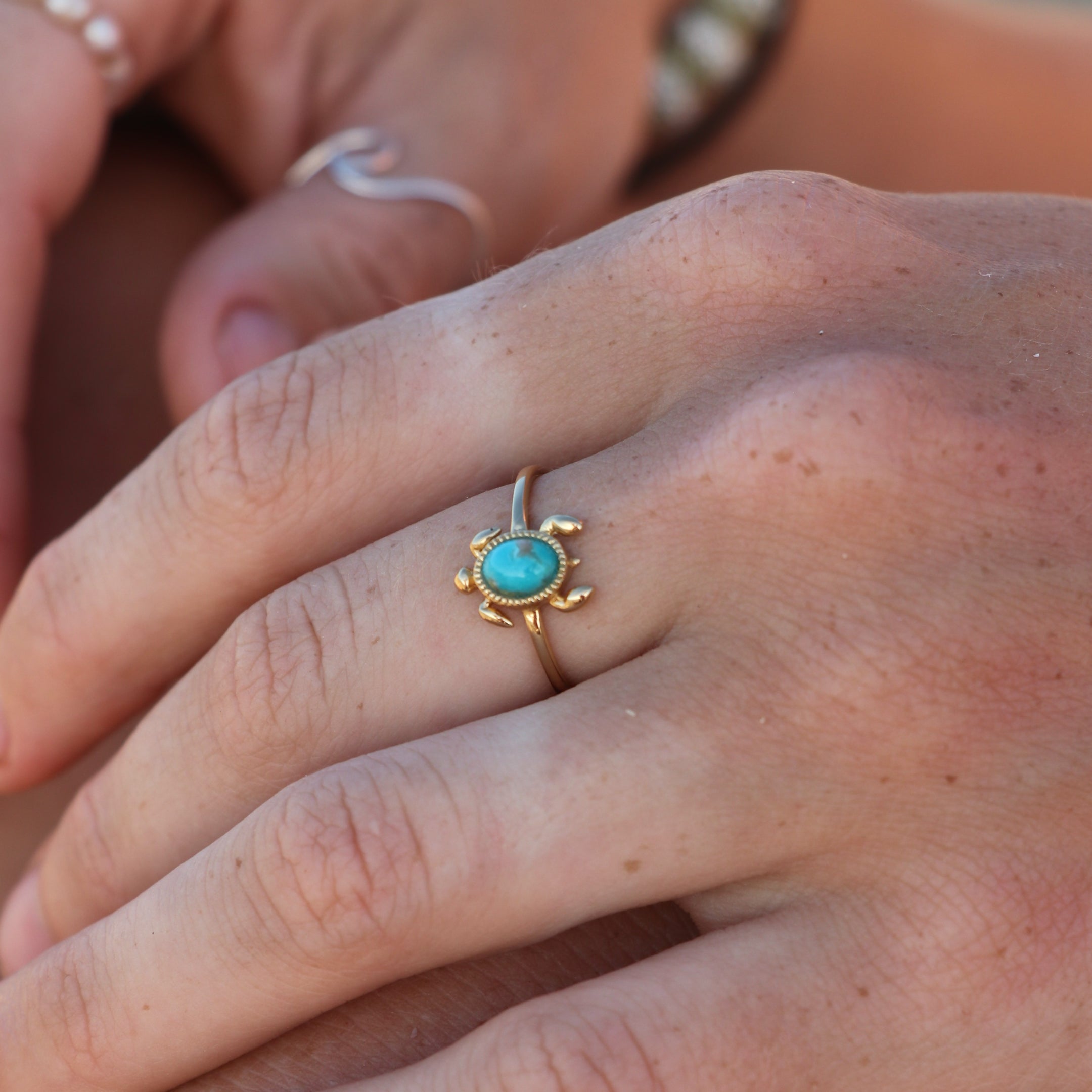 Sea Turtle Turquoise Gold Ring