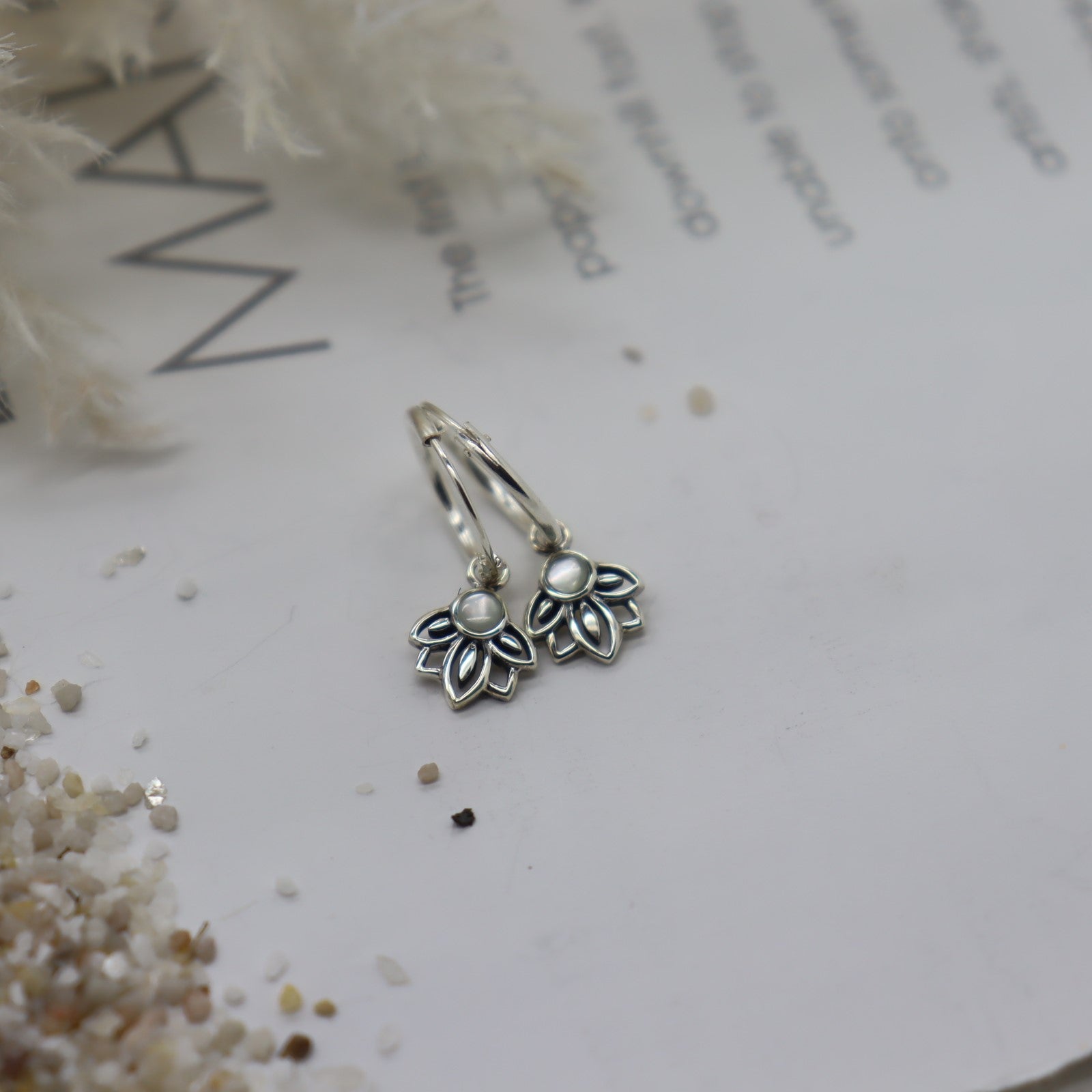 Amaya Mother of Pearl Huggie Silver WHOLESALE