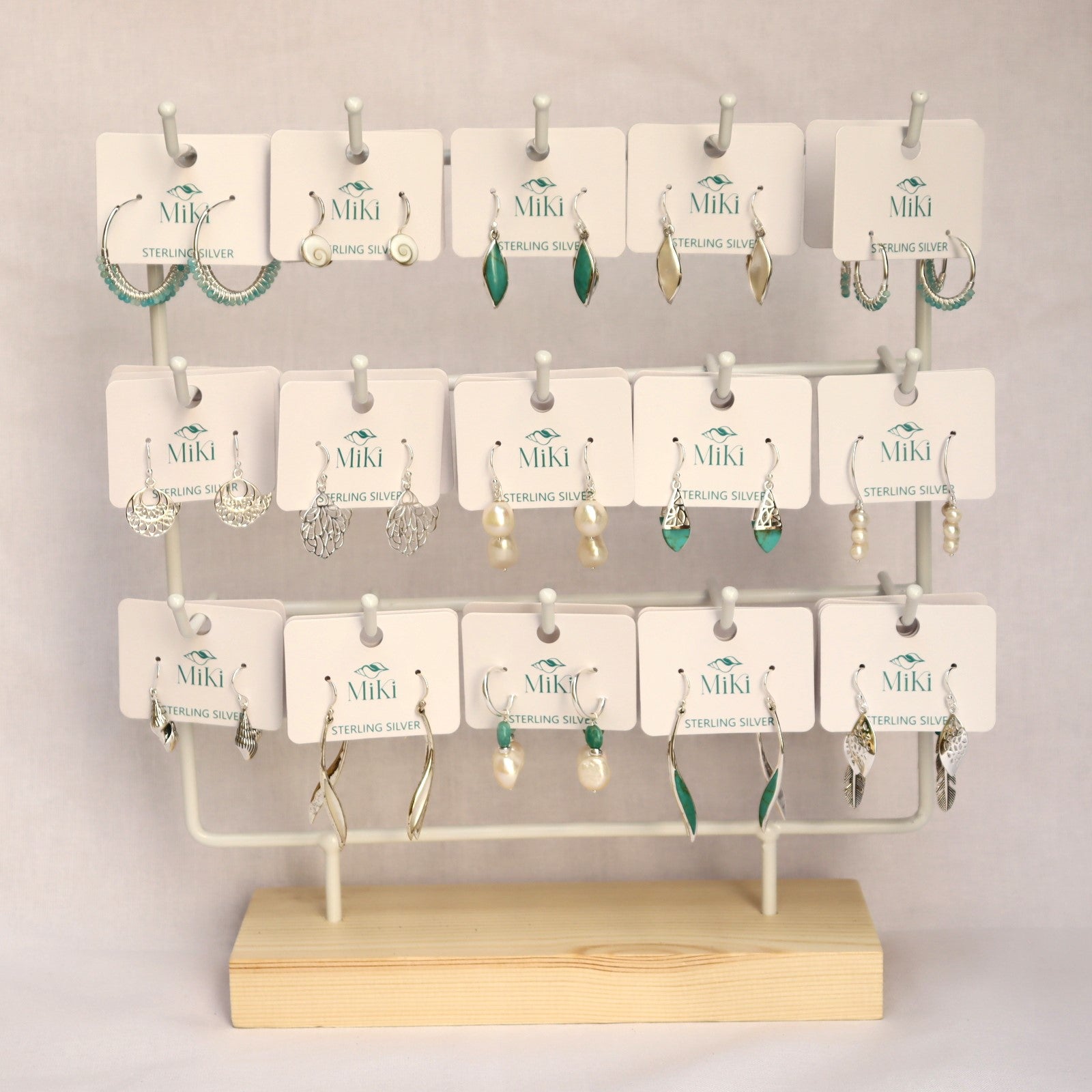 Bamboo Earring Rack with Cards
