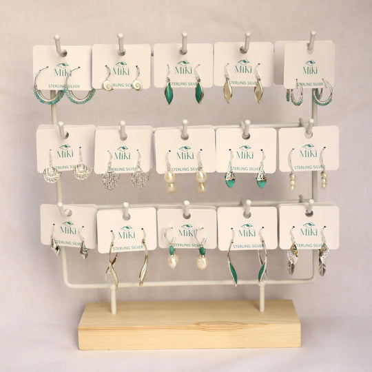 Bamboo Earring Rack with Cards