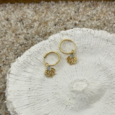 Amaya Mother of Pearl Huggie Gold WHOLESALE