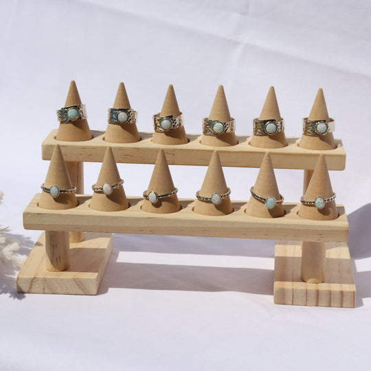 Wood Ring Display Double Rack