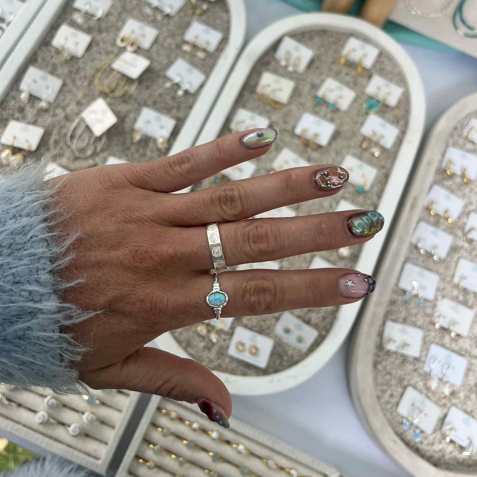 Ariel Blue Opal Silver Ring