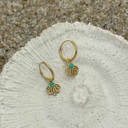 Amaya Turquoise Huggie Gold WHOLESALE