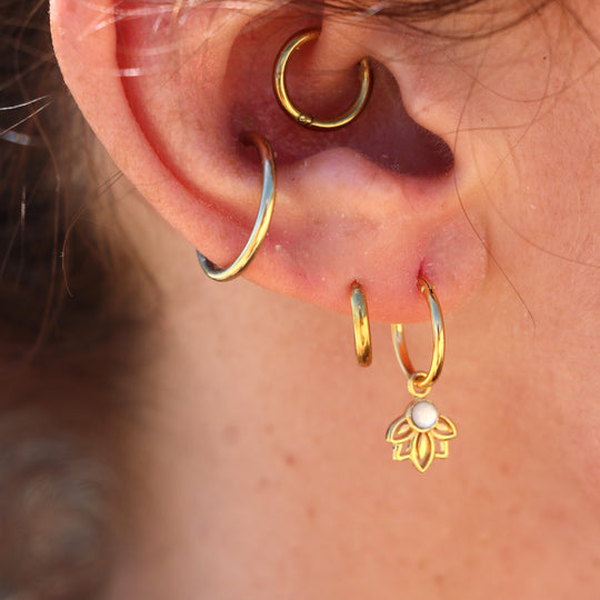 Amaya Mother of Pearl Huggie Gold WHOLESALE