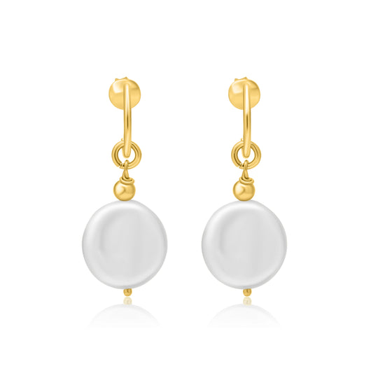 Ariana Freshwater Pearl Earrings Gold