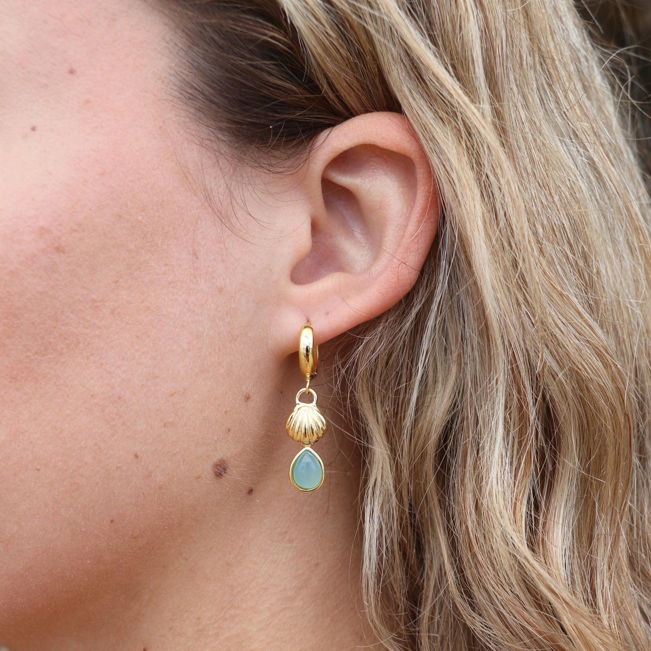 Arie Chalcedony Blue Gold Drop