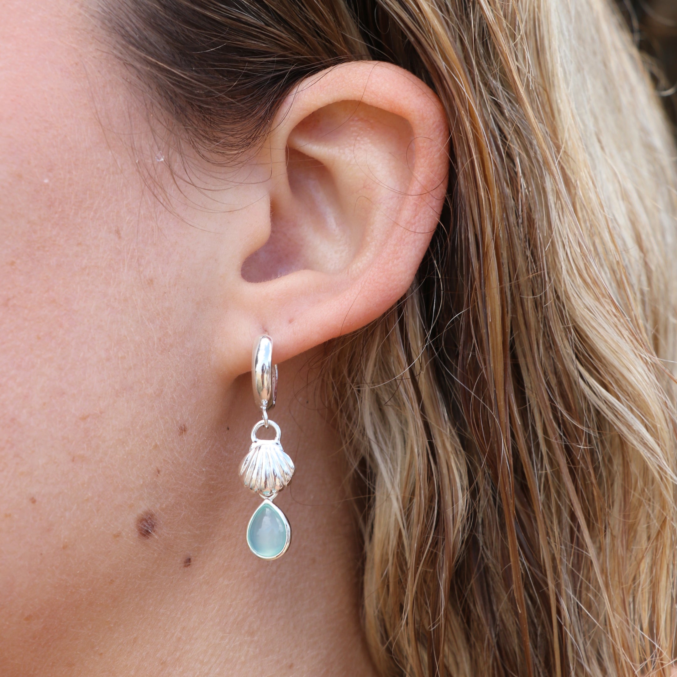 Arie Chalcedony Blue Silver Drop