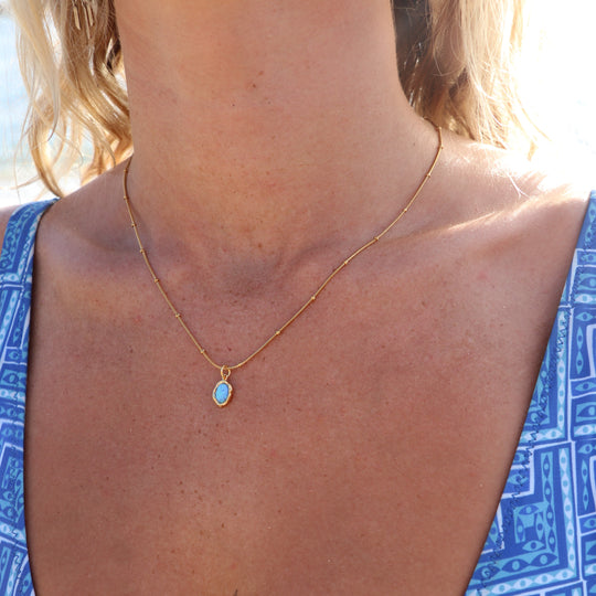 Ariel Blue Opal Gold Necklace WHOLESALE