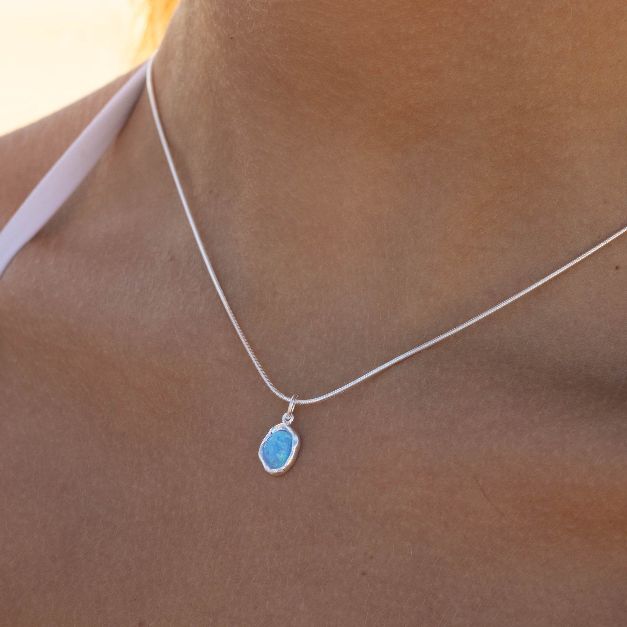 Ariel Blue Opal Silver Necklace
