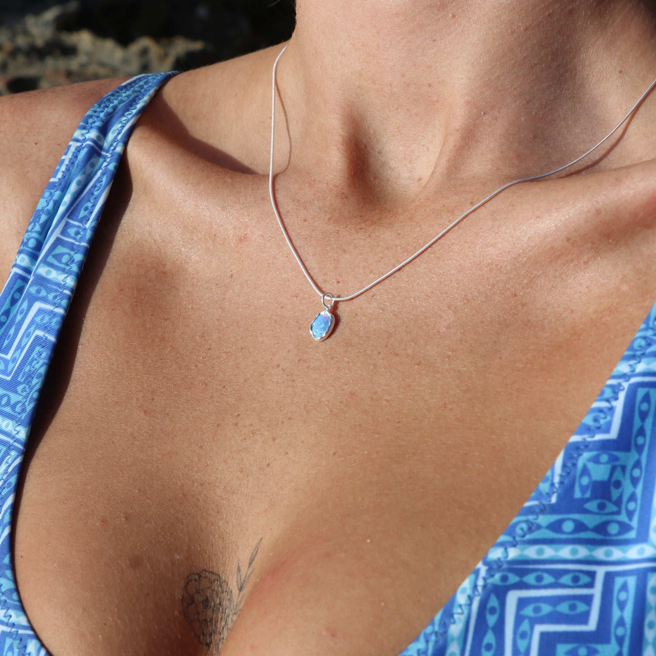 Ariel Blue Opal Silver Necklace