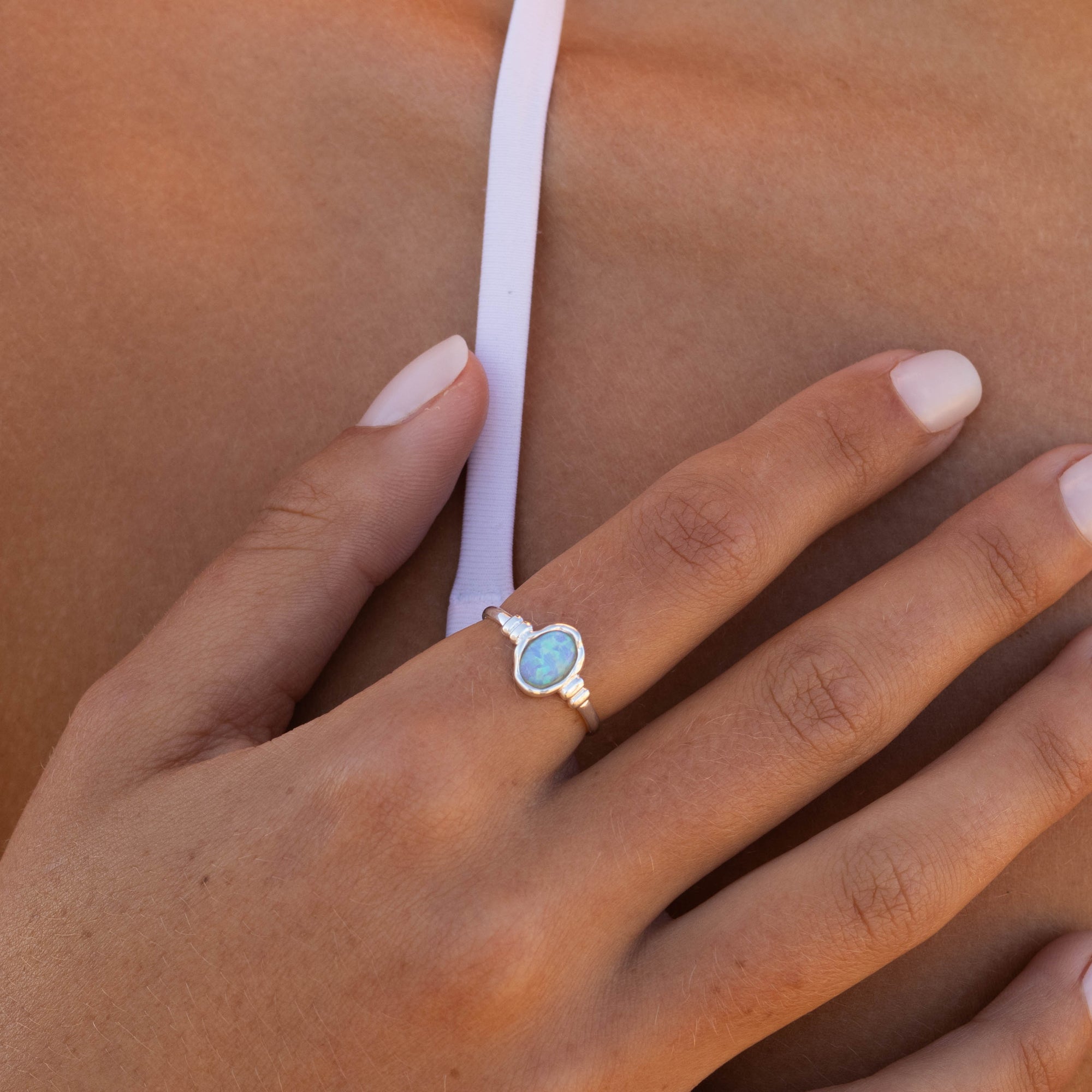 Ariel Blue Opal Silver Ring