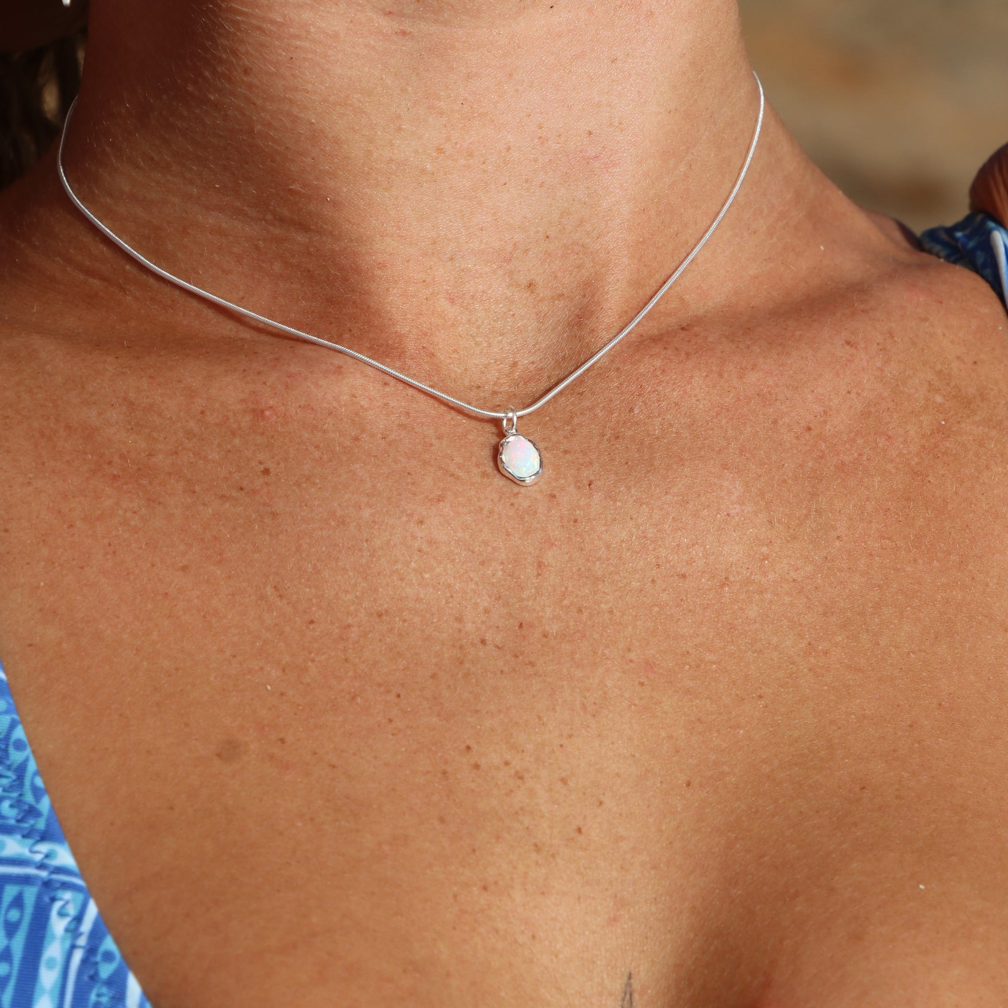 Ariel White Opal Silver Necklace
