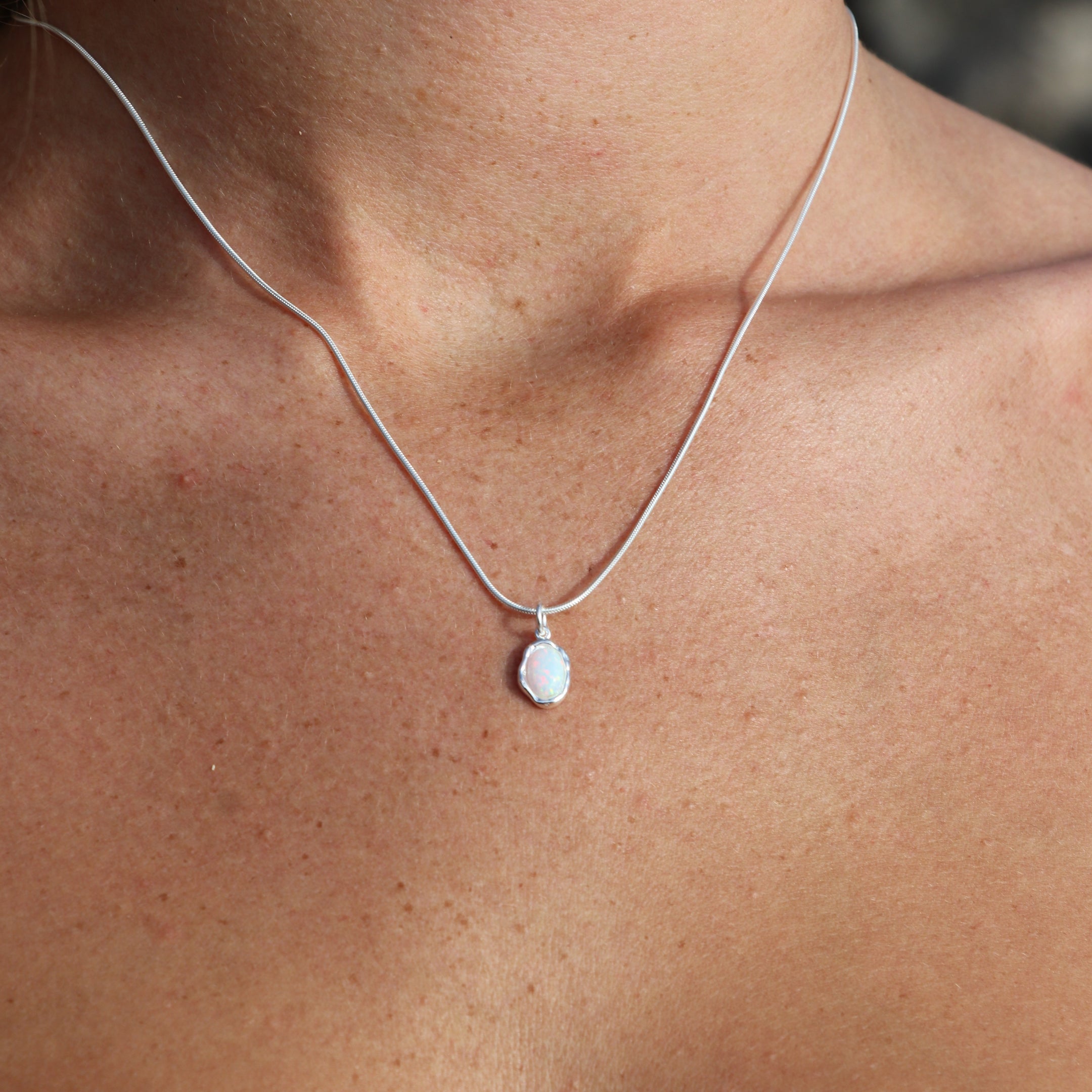 Ariel White Opal Silver Necklace