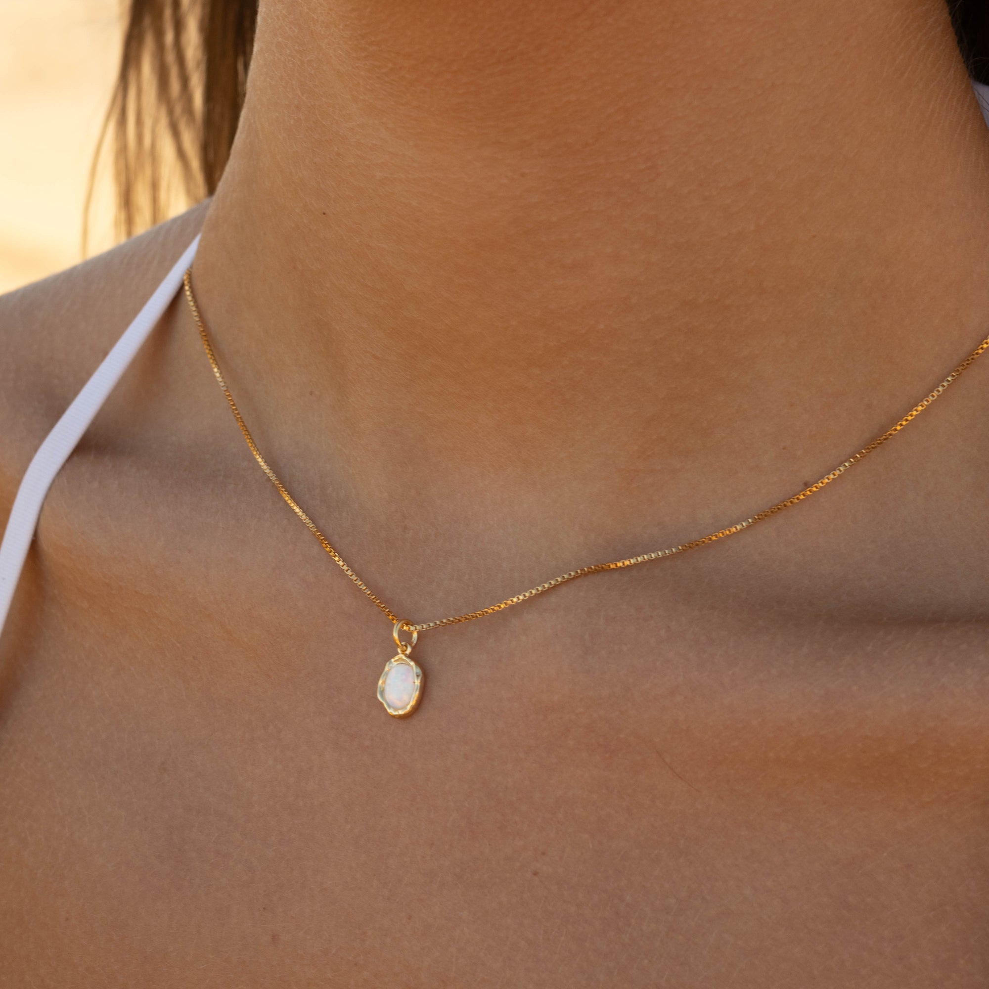 Ariel White Opal Gold Necklace
