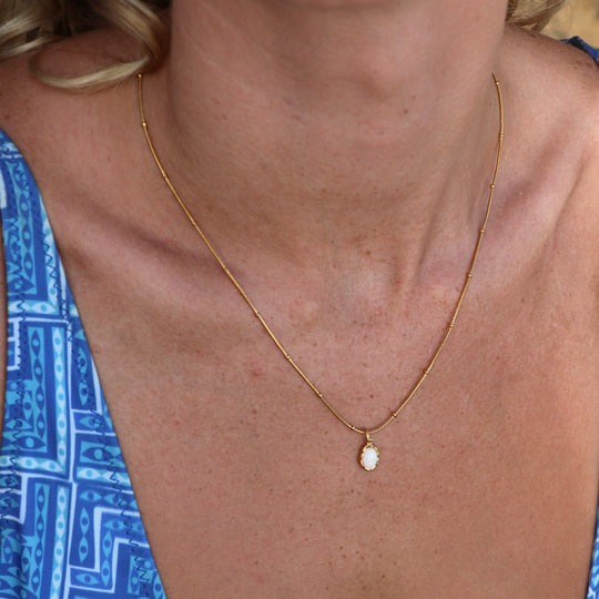 Ariel White Opal Gold Necklace