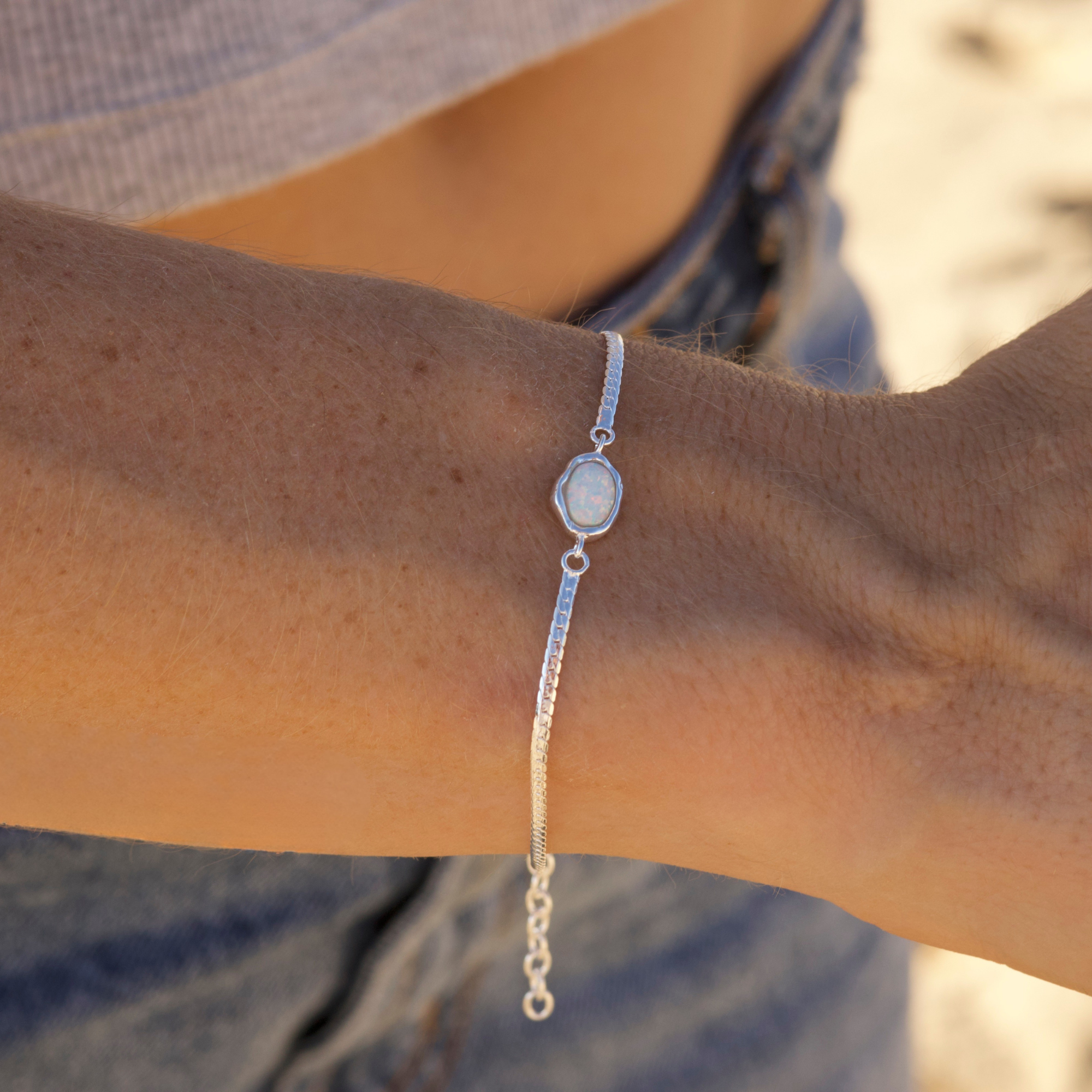 Ariel White Opal Silver Bracelet