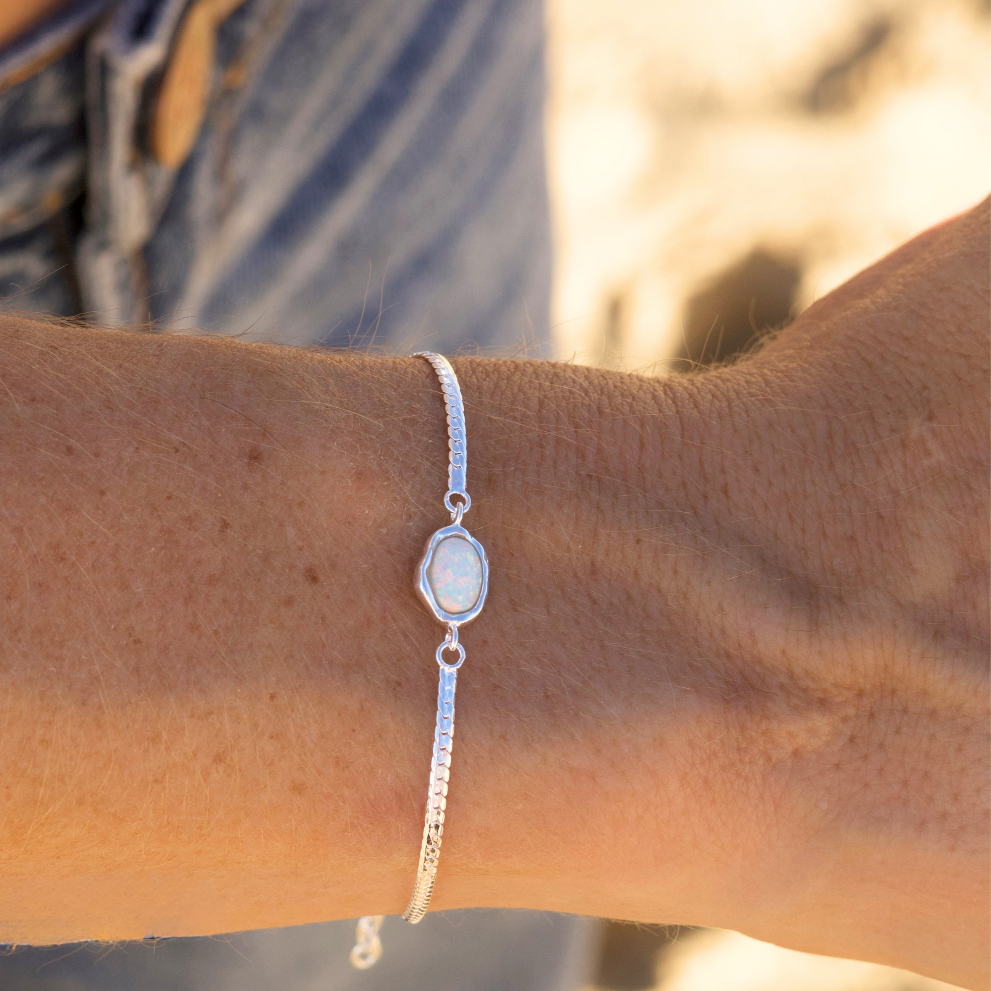 Ariel White Opal Silver Bracelet
