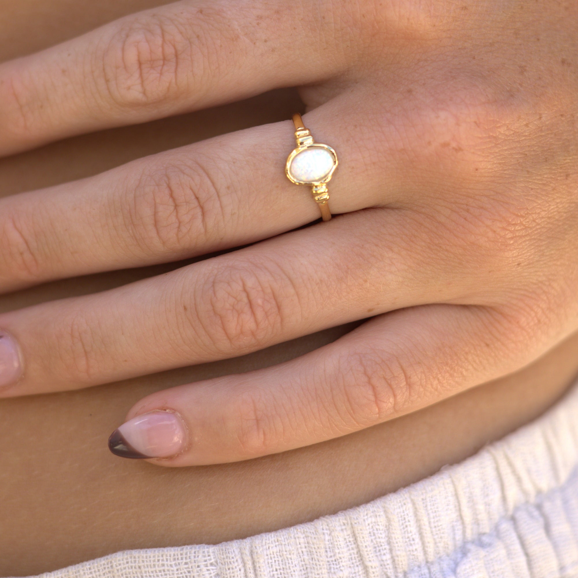 Ariel White Opal Gold Ring