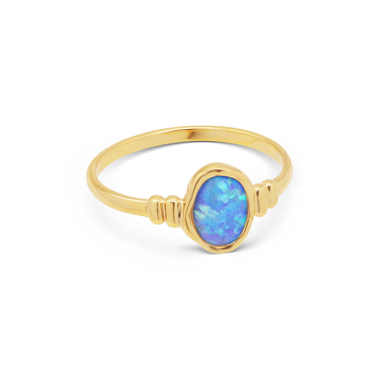 Ariel Blue Opal Gold Ring