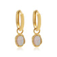 Ariel White Opal Gold Hoop Earrings