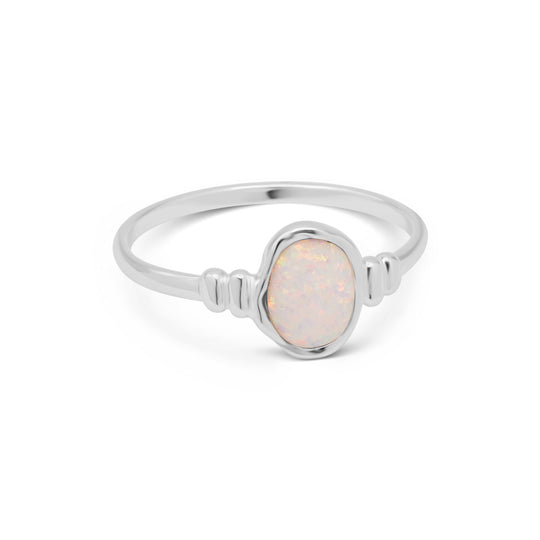 Ariel White Opal Silver Ring