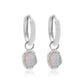 Ariel White Opal Silver Hoop Earrings