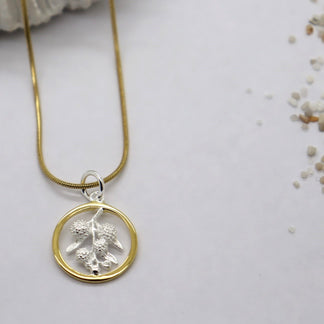 Australian Wattle Gold Rim Necklace