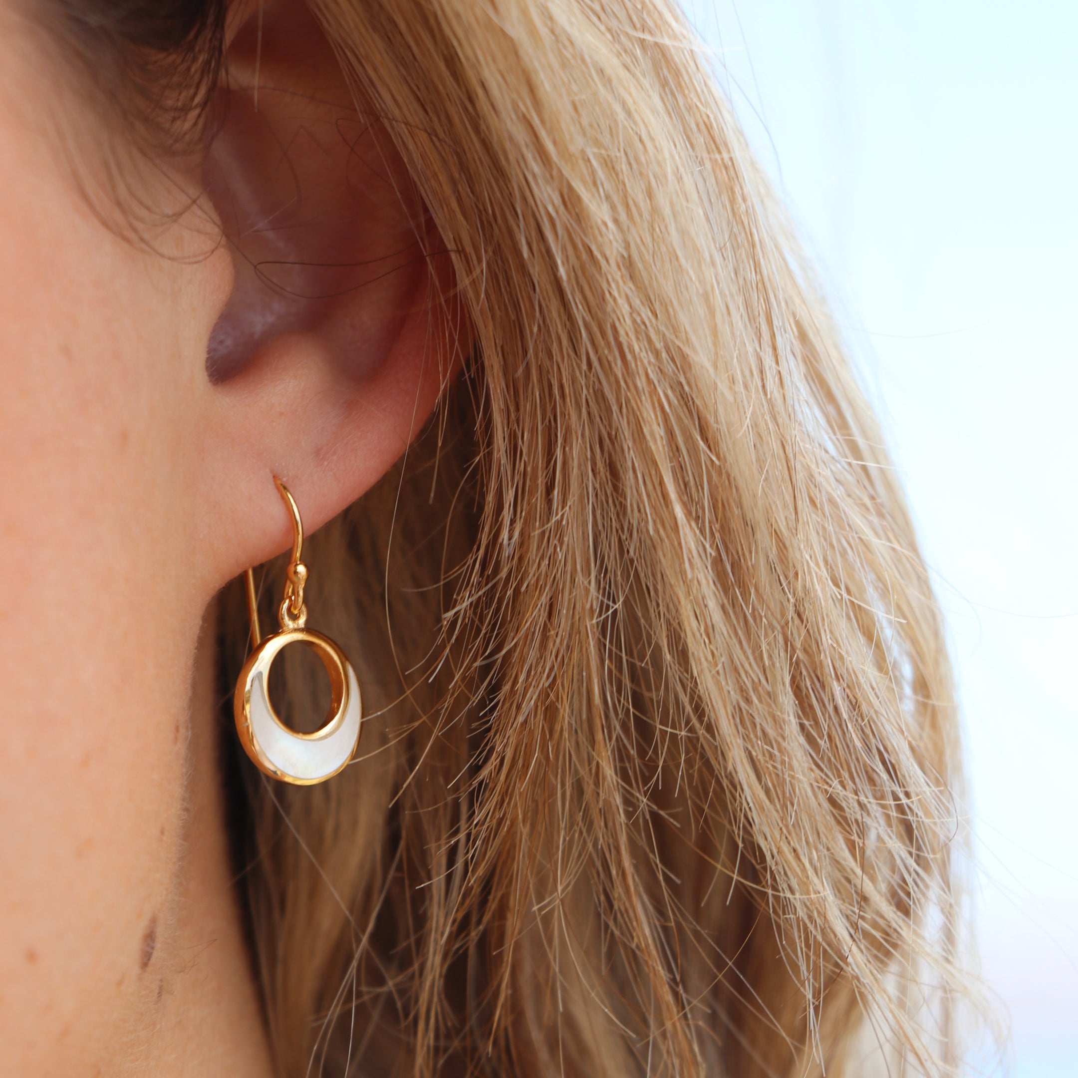 Clara Mother of Pearl Earring Gold WHOLESALE