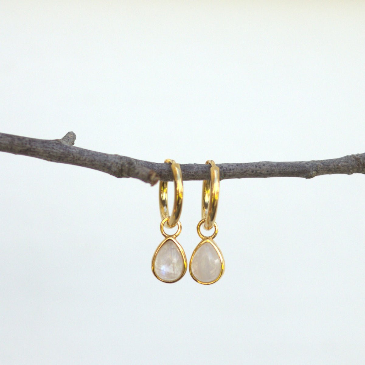 Tallulah Moonstone Gold Huggie Earrings