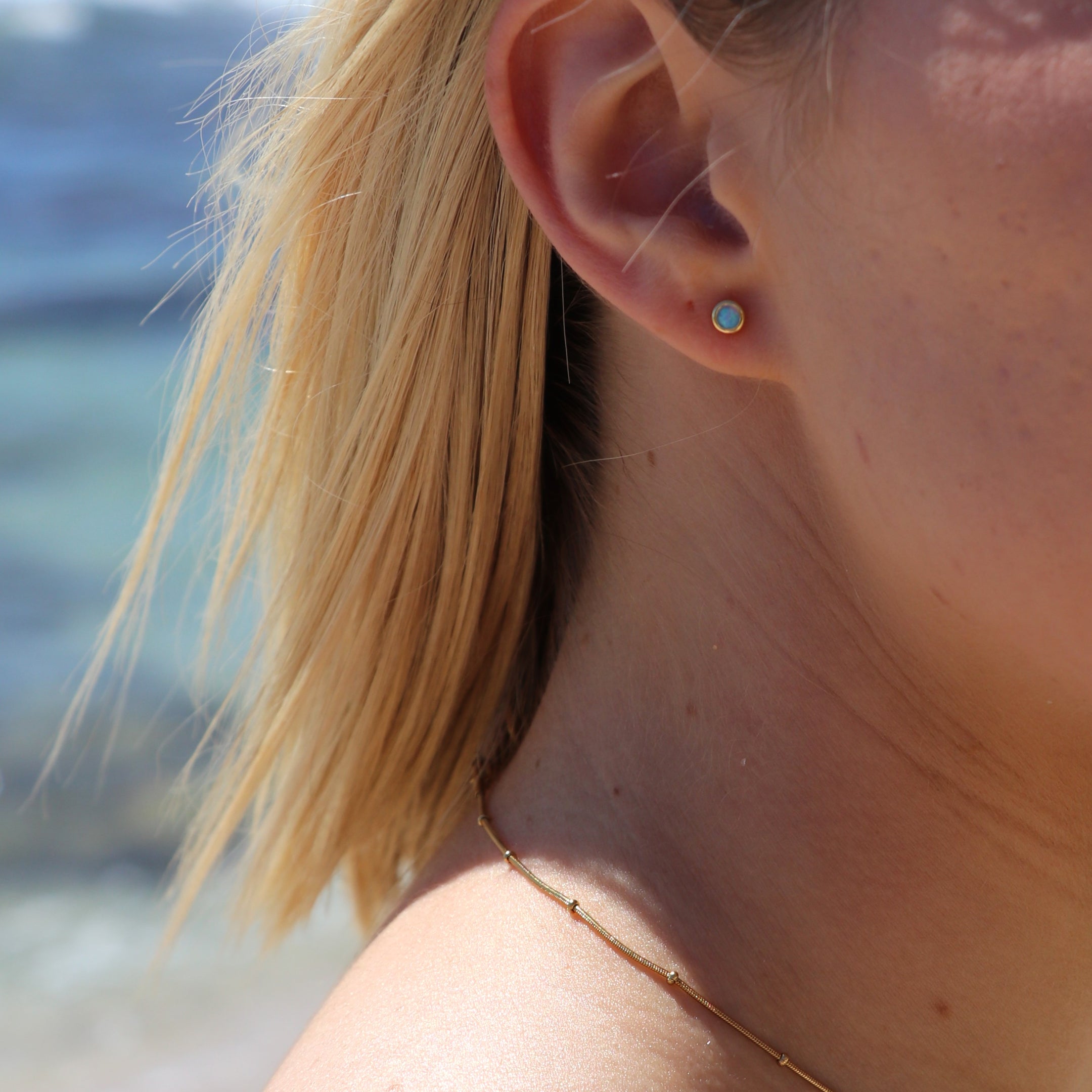 Opal Gold Studs Blue