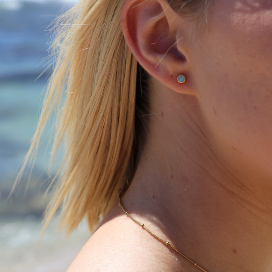 Opal Gold Studs Blue WHOLESALE