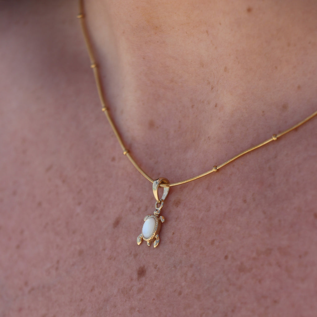 Gold Sea Turtle Mother of Pearl Necklace