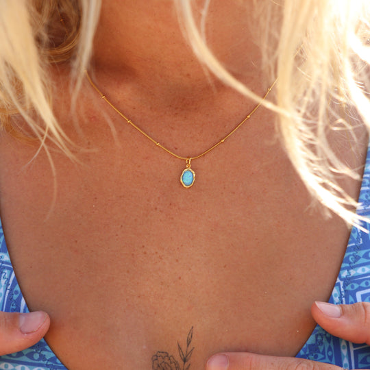 Ariel Blue Opal Gold Necklace