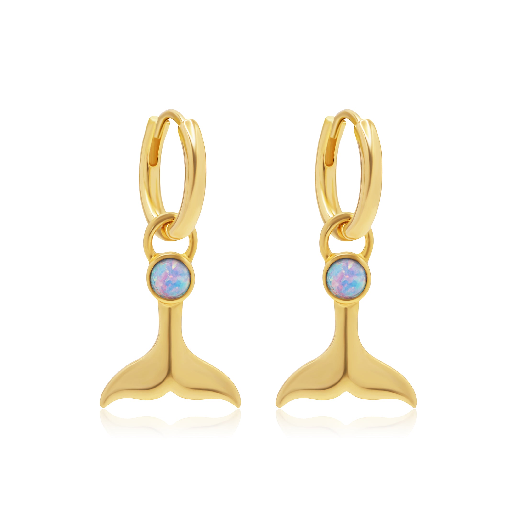 La Sirene Blue Opal Gold Hoops